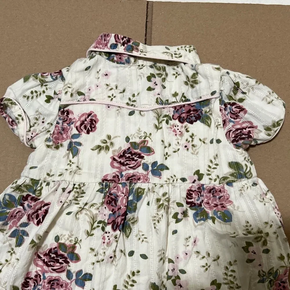 OldNavy Vintage Baby Floral Dress 3-6 Mos Collar Cotton Floral Pearl Snaps Lined